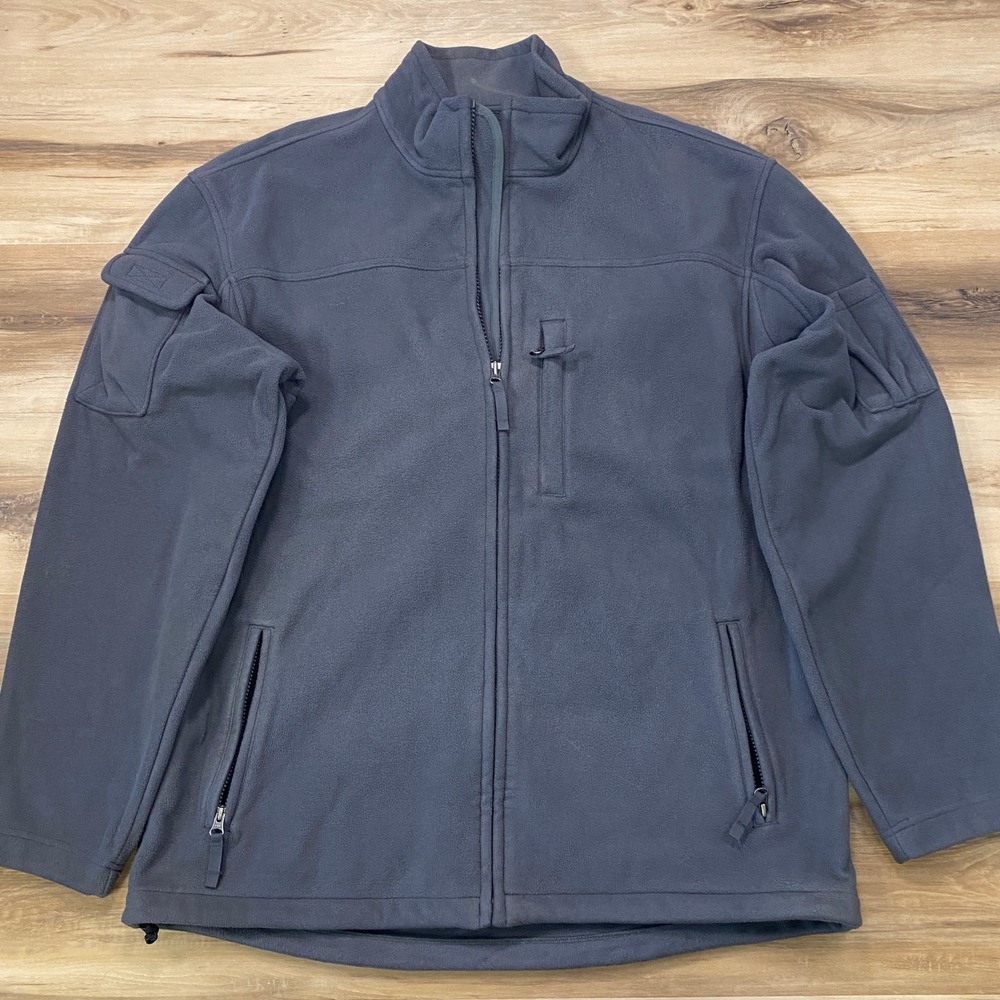 Duluth Trading Co Fleece Jacket XL Tactical Full Zip Utility Pockets Gray Heavy